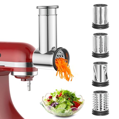 Stainless Steel Slicer and Shredder Attachment with 4 Blades for Stand Mixers
