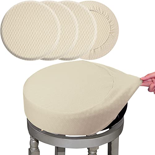 Round Stretchy Bar Stool Covers, Set of 4, 16-18" Diameter - Jacquard, Washable, Dustproof