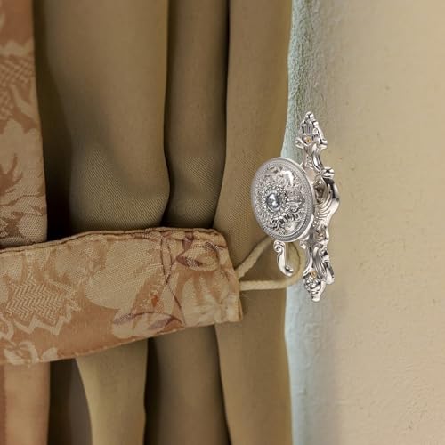 Decorative Rhinestone Curtain Holdbacks - 2-Piece Alloy Wall Hook Set