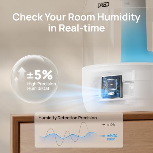 DREO 3L Cool Mist Humidifier for Bedroom - 30H Runtime, Quiet, Night Light