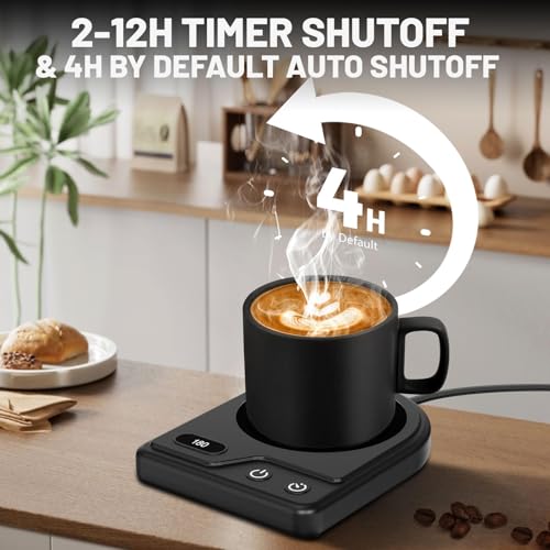 Wenvinda Coffee Mug Warmer with 3 Adjustable Temp Settings & Auto Shutoff