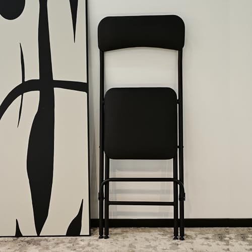 24-Inch Folding Bar Stools with Padded Seat, Black, Set of 2