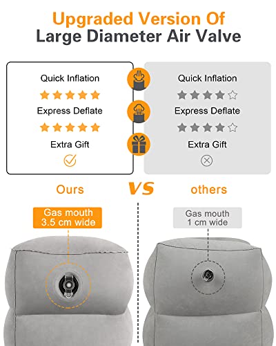 Inflatable Foot Rest Pillow for Travel - Adjustable Height for Comfort