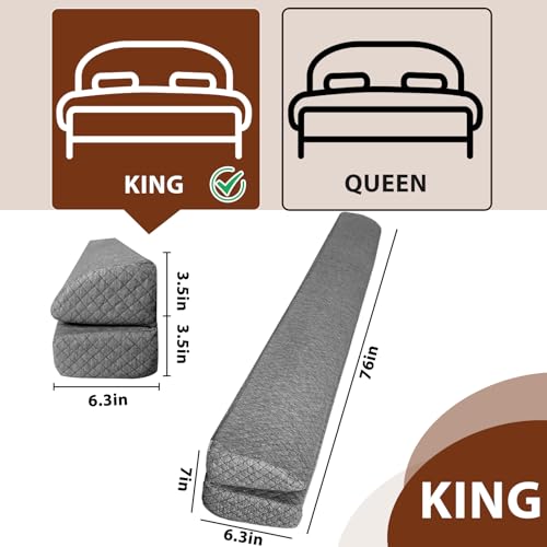 King Size Foldable Wedge Pillow for Bed Gap Filler (0-7")