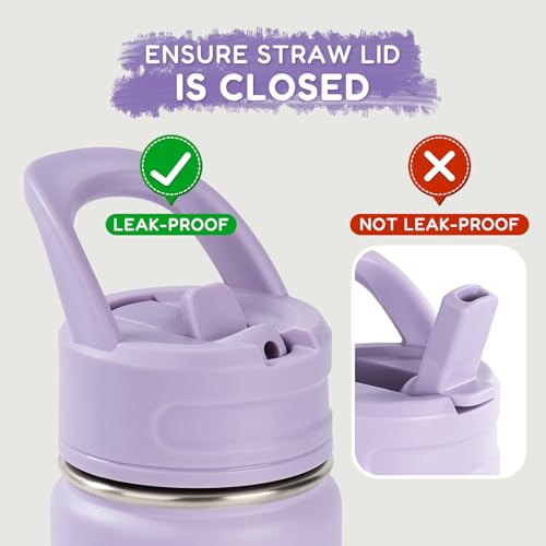 12oz Kids Insulated Stainless Steel Water Bottle with Straw, Purple