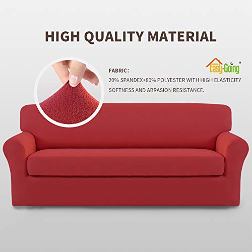 Easy-Going 2-Piece Oversized Couch Sofa Slipcover XL Red Washable Furniture Protector