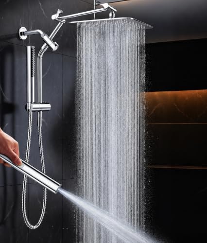 10-Inch Dual Rainfall Shower Head Combo with Handheld Sprayer and Extension