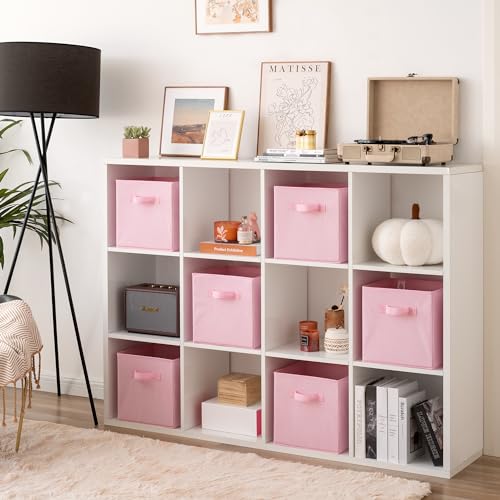 Pink 11-Inch Cube Storage Bins 6-Pack Collapsible Organizer Baskets