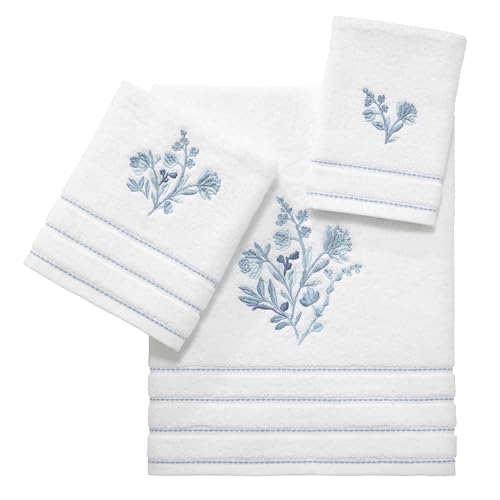 Floral Fingertip Towels, 100% Cotton Embroidered Bathroom Set of 2