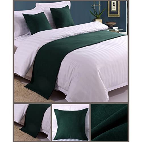 Hotel Style Linen Look Bed Runner, Decorative Bed Scarf for Queen/King Bed