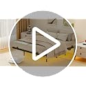 Queen Floating Bed Frame with LED Lights and Built-in Charging Station