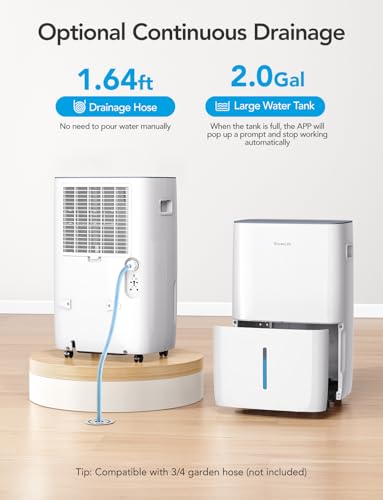 Smart Dehumidifier for Home 4500 Sq Ft 50 Pints with WiFi and Drain Hose