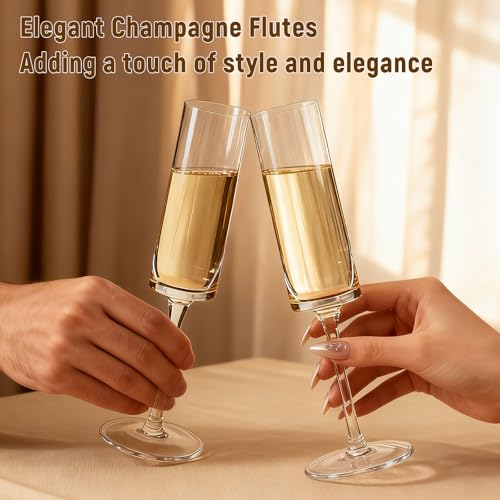 GuanQiao 24-Pack 6oz Clear Plastic Champagne Flutes - Reusable, Shatterproof Drinkware for Celebrations