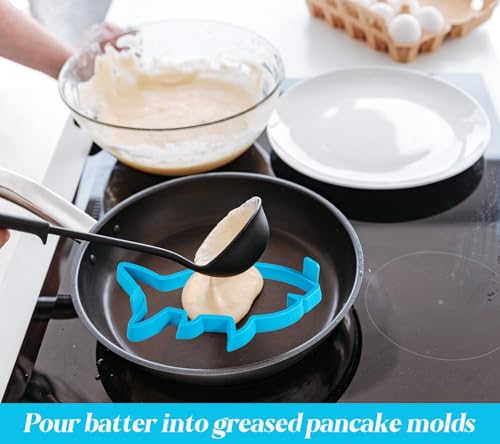 Silicone Pancake Molds 4 Pack Nonstick Fun Animal Shapes for Griddle