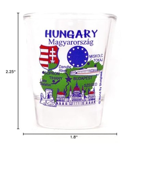 World By Shotglass Hungary EU Series Landmarks and Icons Shot Glass