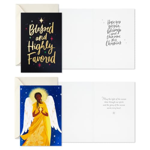 Holiday Angel and Choir Christmas Cards - Mahogany 12-Pack with Religious Sentiments
