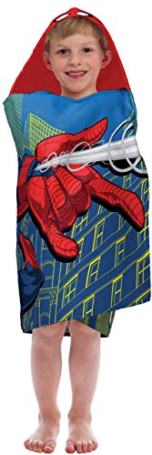 Marvel Spiderman Kids Hooded Towel Poncho Multicolor 22 x 51 Inches - Soft Cotton, Fun Hood for Boys & Girls