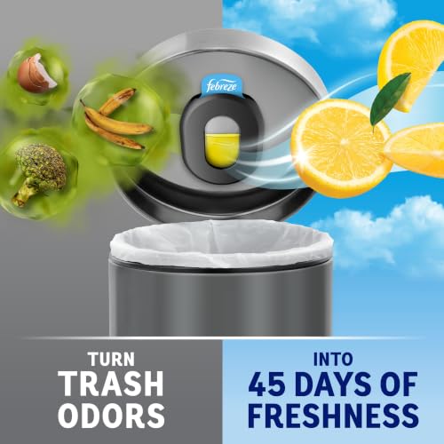 Febreze Trash Can Air Freshener Odor Fighter Refills, Fresh Lemon, 4 Pack