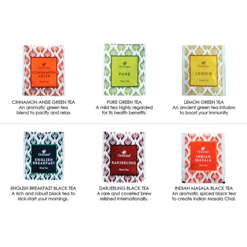 Octavius Gift's Select Assorted Leafcut Tea Box - 6 Flavors, 60 Tea Bags, Gift Set