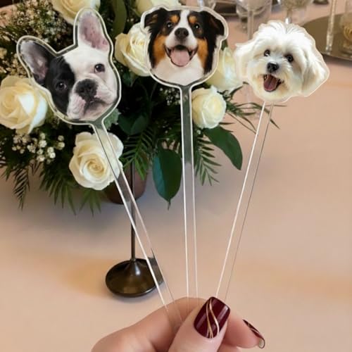 Custom Pet Face Cocktail Stirrers - Double-Sided Dog & Cat Drink Picks