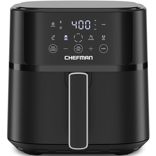 6 QT Compact Digital Air Fryer with Touchscreen & Nonstick Basket - Black