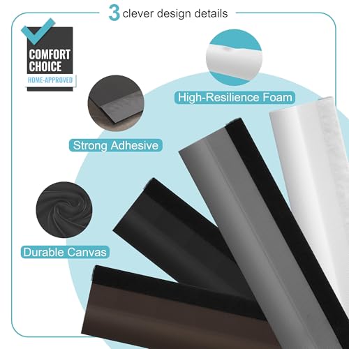 White Door Draft Stopper - 37-Inch Adjustable Under Door Insulator & Soundproof Seal - One Sided, Weather Stripping