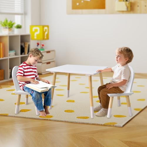 Kids Wooden Table and 2 Chair Set for Toddlers Ages 3-7, Activity Desk