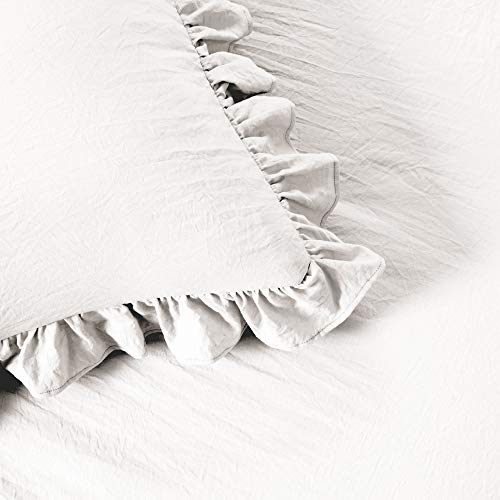 Lush Decor Queen Ruffle Skirt Bedspread Set - 3-Piece Farmhouse Bedding, White