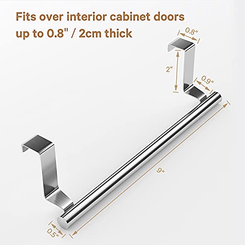 Over Cabinet Towel Bar 2-Pack - Stainless Steel No-Drill Door Rack