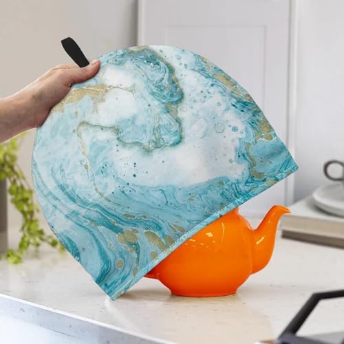 Insulated Teapot Cozy - Thermal Tea Kettle Warmer with Hanging Loop, Aqua