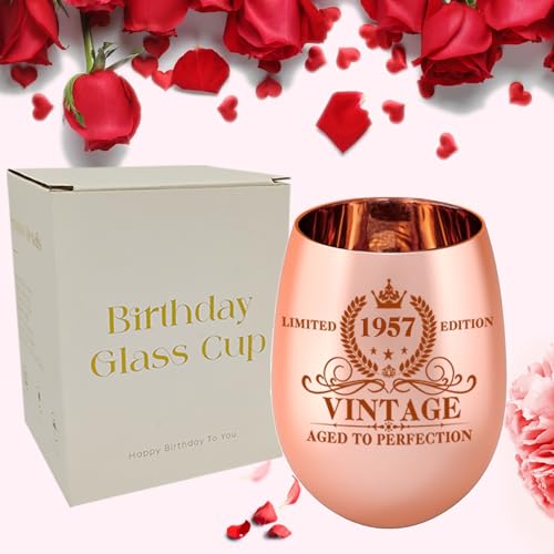 18oz 69th Birthday Wine Glass - Rose Gold Plated Gift for Women
