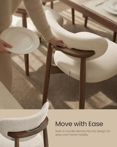 Mid-Century Modern Upholstered Dining Chairs Set of 2 with Solid Wood Legs