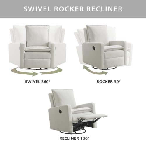 Upholstered Swivel Glider Recliner Rocking Chair for Nursery