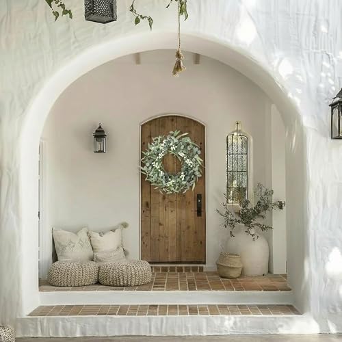 20-Inch Eucalyptus Wreath for Front Door, Artificial Greenery for All Seasons