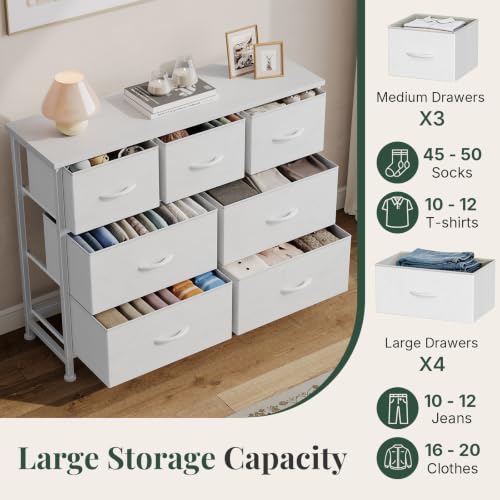 7-Drawer Fabric Dresser with Wood Top, Metal Frame Storage Organizer