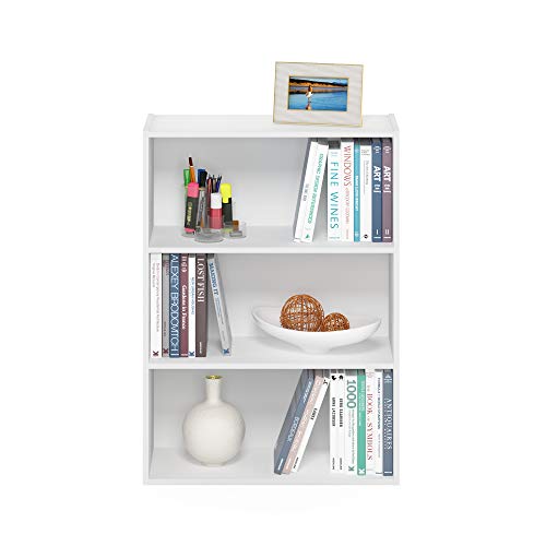 3-Tier Wooden Bookshelf Small Open Display Storage Shelves, White