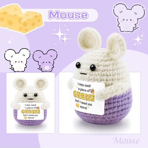 AICHPVOY Purple Mouse Crochet Gift - Funny Birthday Decor for Women & Men