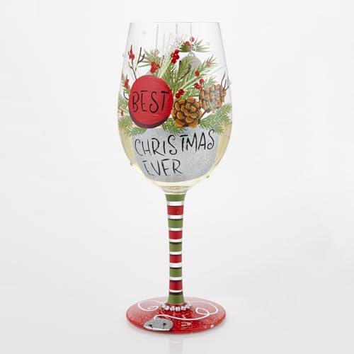 Enesco Lolita Best Christmas Ever Hand-Painted 15oz Wine Glass