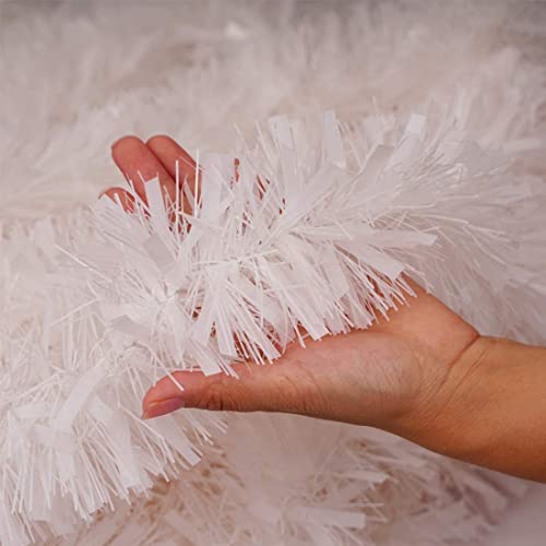 33ft White Metallic Christmas Tinsel Garland for Indoor & Outdoor Decor