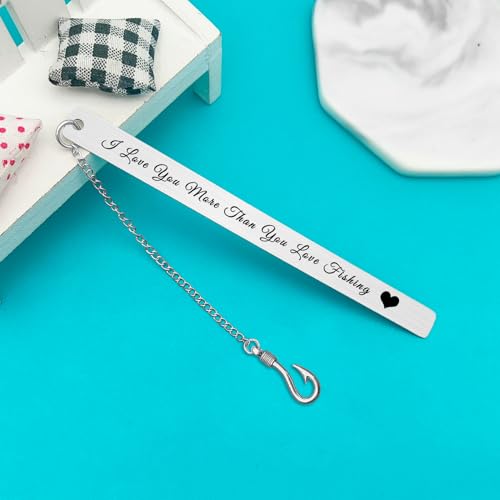 I Love You More Than You Love Fishing Bookmark - Stainless Steel Gift for Him