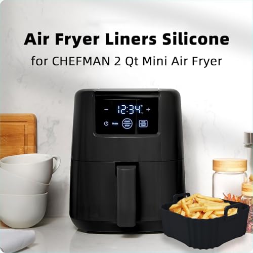 2 Pack Square Silicone Air Fryer Liners, Reusable Non-Stick Basket Insert