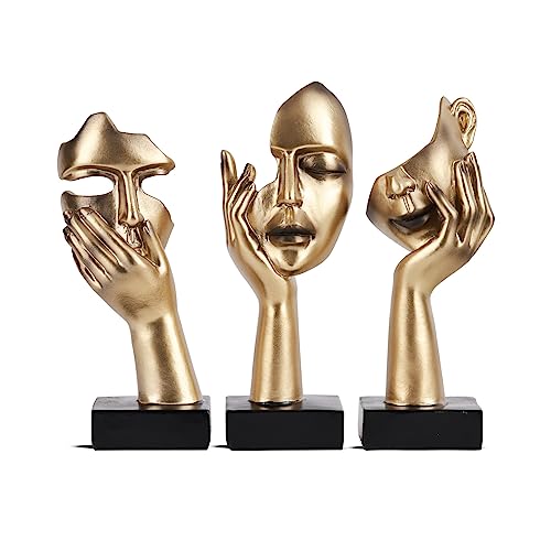 Abstract Thinker Statue Set - 3 Piece Resin Face Figurine Decor for Home