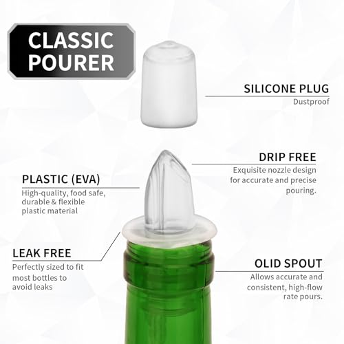 eispap 5PCS Clear Plastic Oil Bottle Pourers with Dust Caps - Professional Bar & Kitchen Use