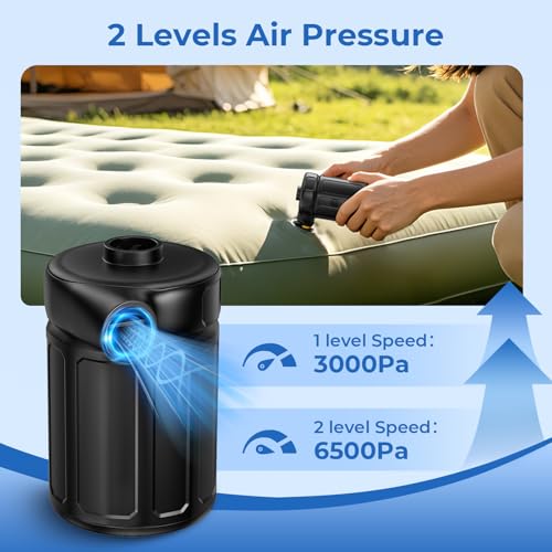 Portable Electric Air Pump with 6000mAh Battery, 4 Nozzles for Inflatables