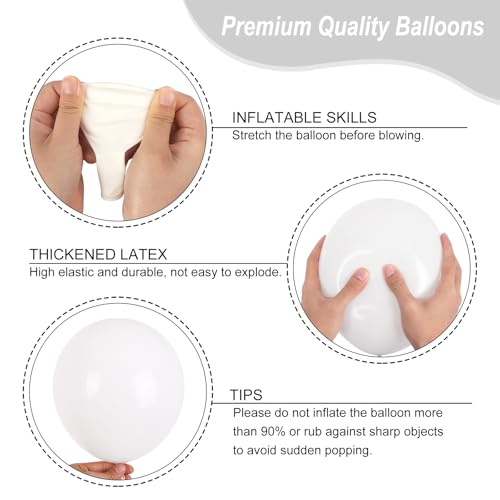 Rubfac 135pcs White Balloon Garland Arch Kit - Assorted Sizes