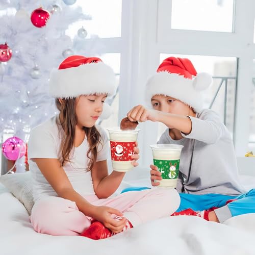 AIBIIN Red Christmas Disposable Plastic Cups 12oz Party Drinkware 50 Count