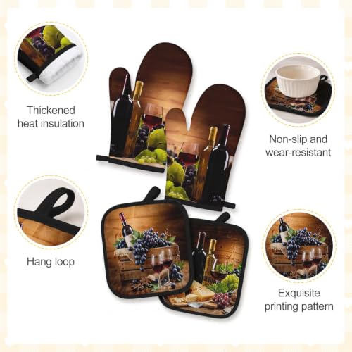 12-Piece Wine & Grapes Kitchen Decor Set: Towels, Mitts & Pot Holders