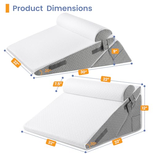 Adjustable Wedge Pillow Set for Neck & Back Support - Dark Grey