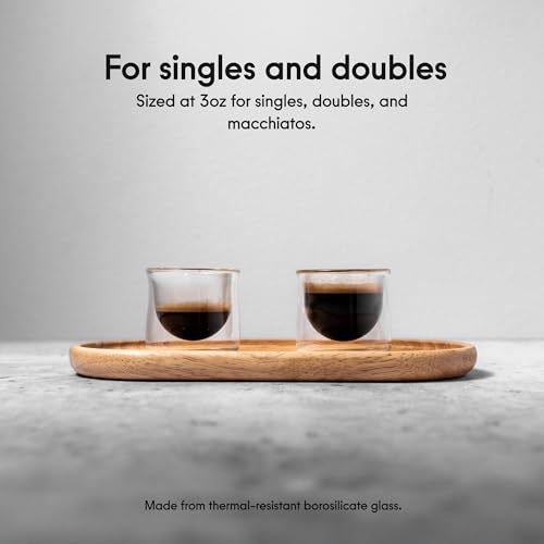 FLUR Clear Double-Walled Espresso Glasses Set of 2 – Insulated Borosilicate, Handmade, 3oz