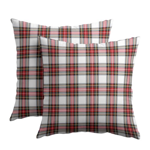 Christmas Scottish Tartan Plaid Outdoor Throw Pillow Cover 18x18 in